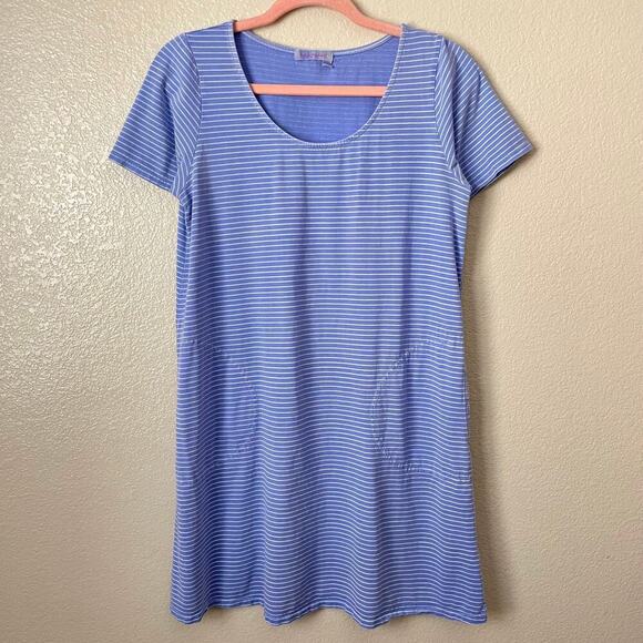 Fresh Produce Dress Womens XS Purple Mini Striped Knit Lagenlook Pockets USA - Picture 3 of 14